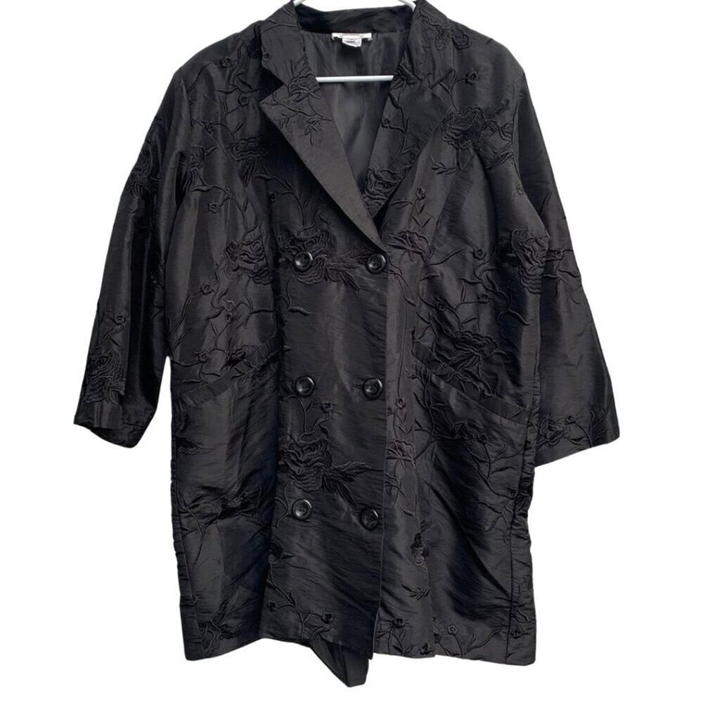 Dorman Black Blazer Floral Embroidery 3/4 Sleeve Special Event Women's Size XL